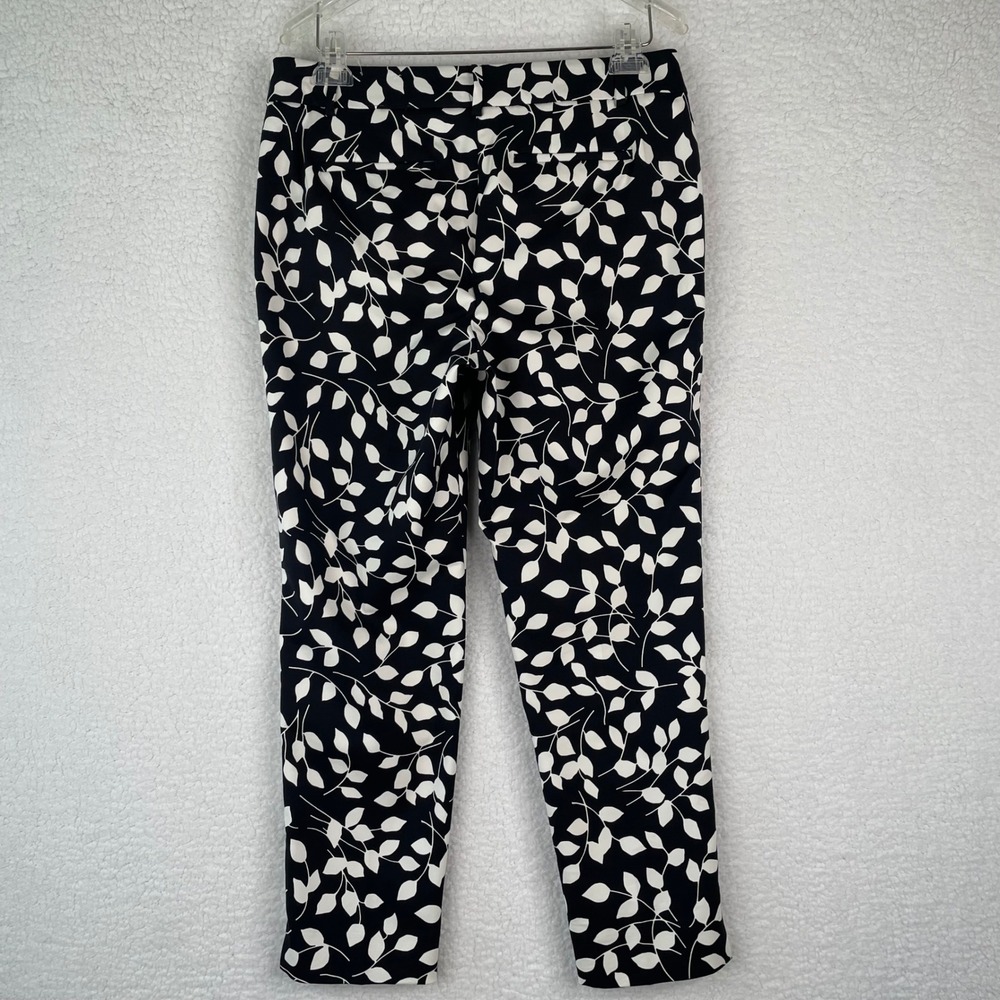 Talbots Hampshire Ankle Pant Womens 8P Black White Leaf Print Slim Stretch Crop - Picture 4 of 12